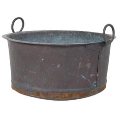 Grande jardinière suédoise ancienne en cuivre vert-de-gris avec pot de lavage:: chaudron:: urne et jardinière