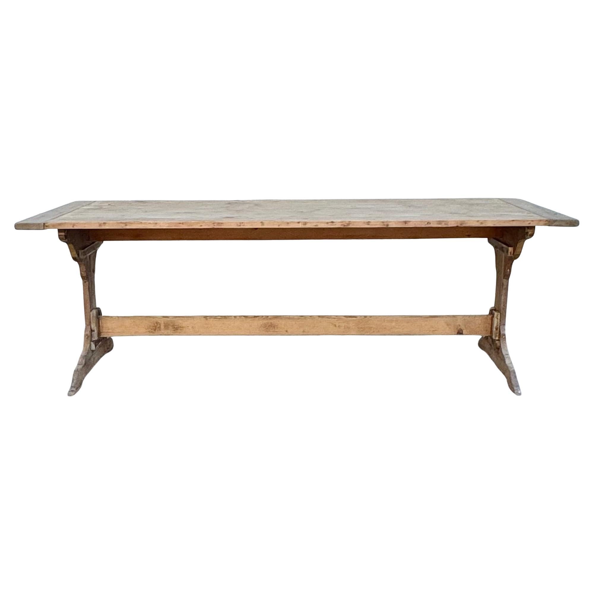 Large Antique Swedish Dining Table, Country House Furniture in Pine