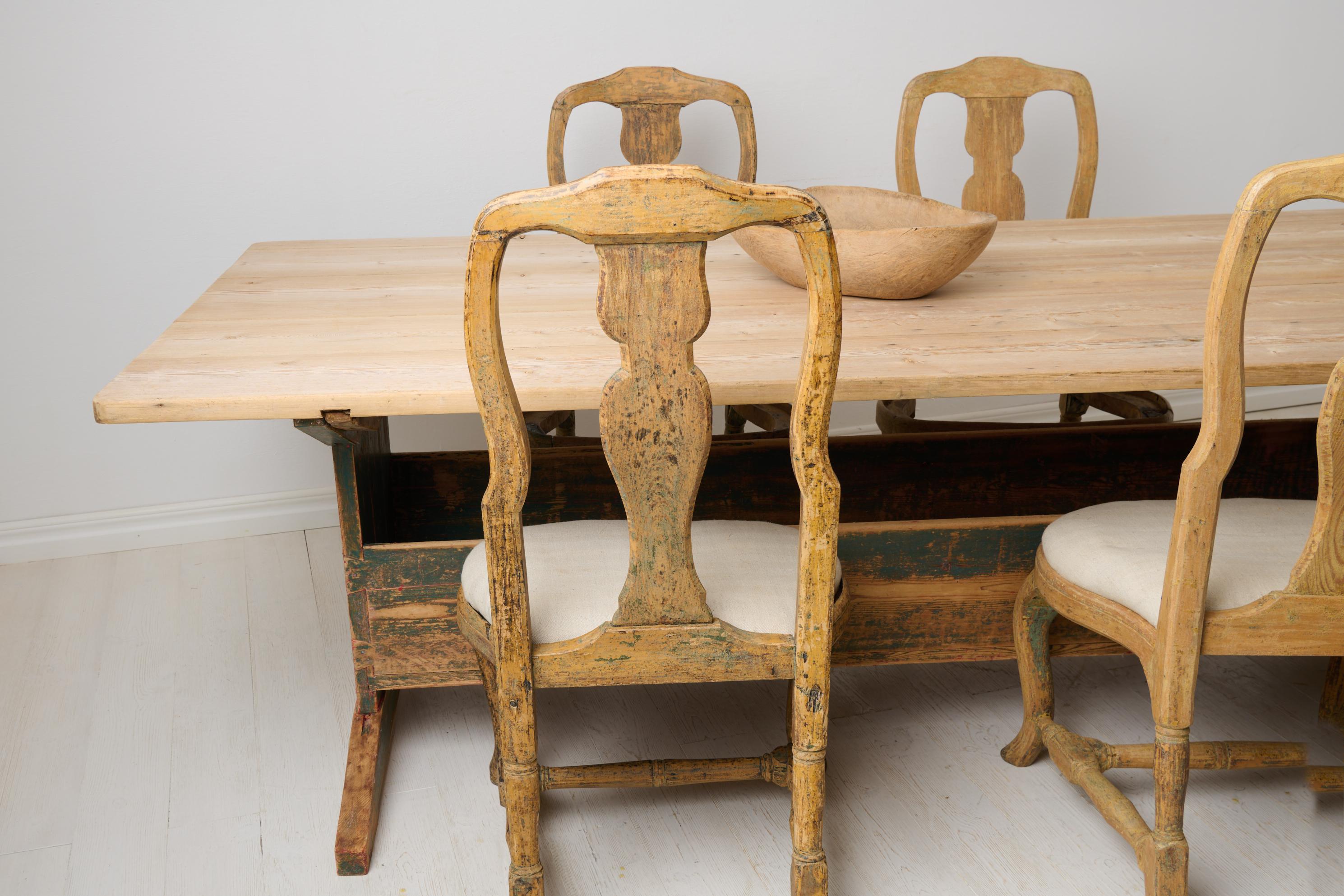 Country Grande table de salle à manger suédoise ancienne, authentique mobilier de maison de campagne en pin en vente
