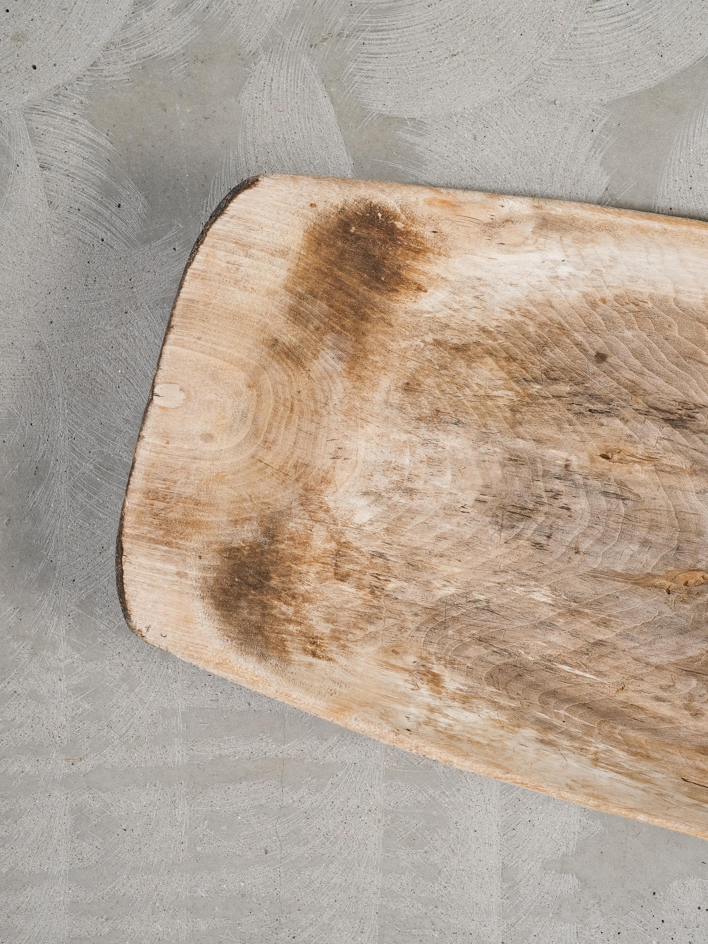 Wood Large Antique Swedish Folk Art Trough Bowl / 19th Century Rustic Decorative Dish