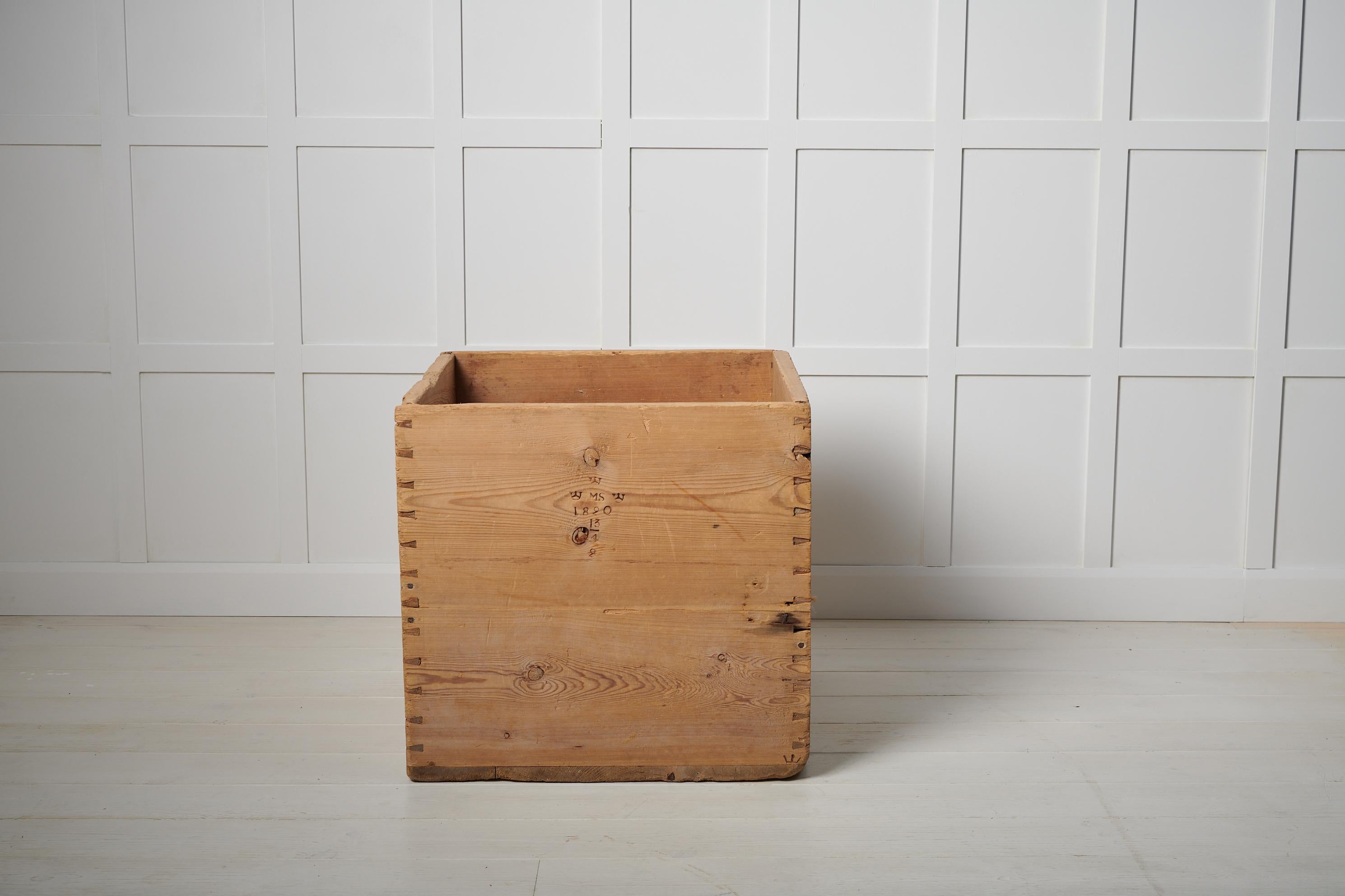 Hand-Crafted Large Antique Swedish Pine Box Measurement