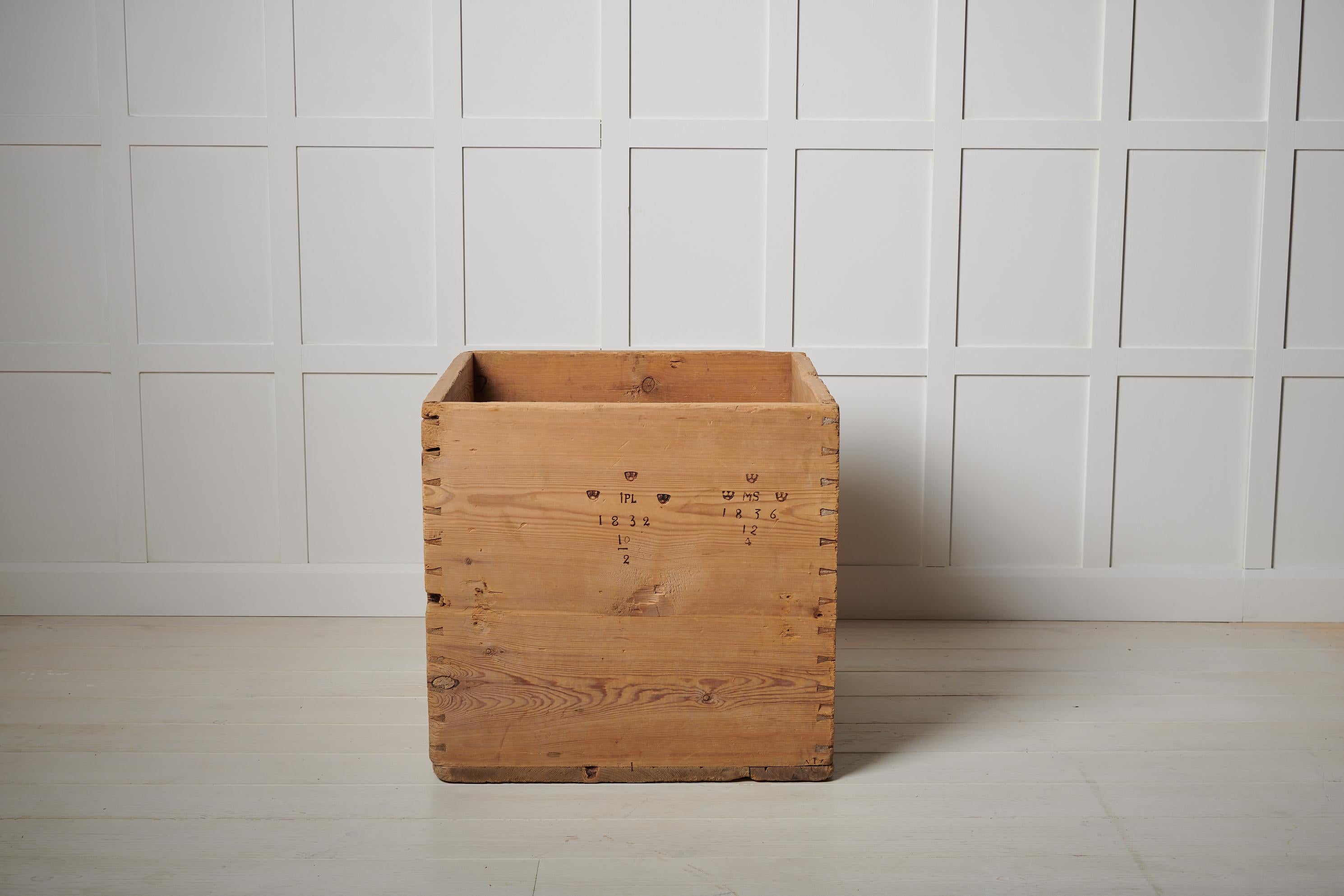 19th Century Large Antique Swedish Pine Box Measurement