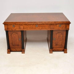 Large Antique Swedish Satin Birch Desk