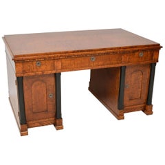 Large Antique Swedish Satin Birch Desk