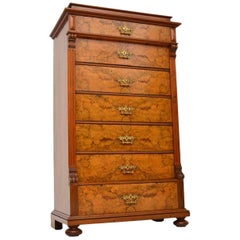 Large Antique Swedish Walnut Wellington Chest of Drawers