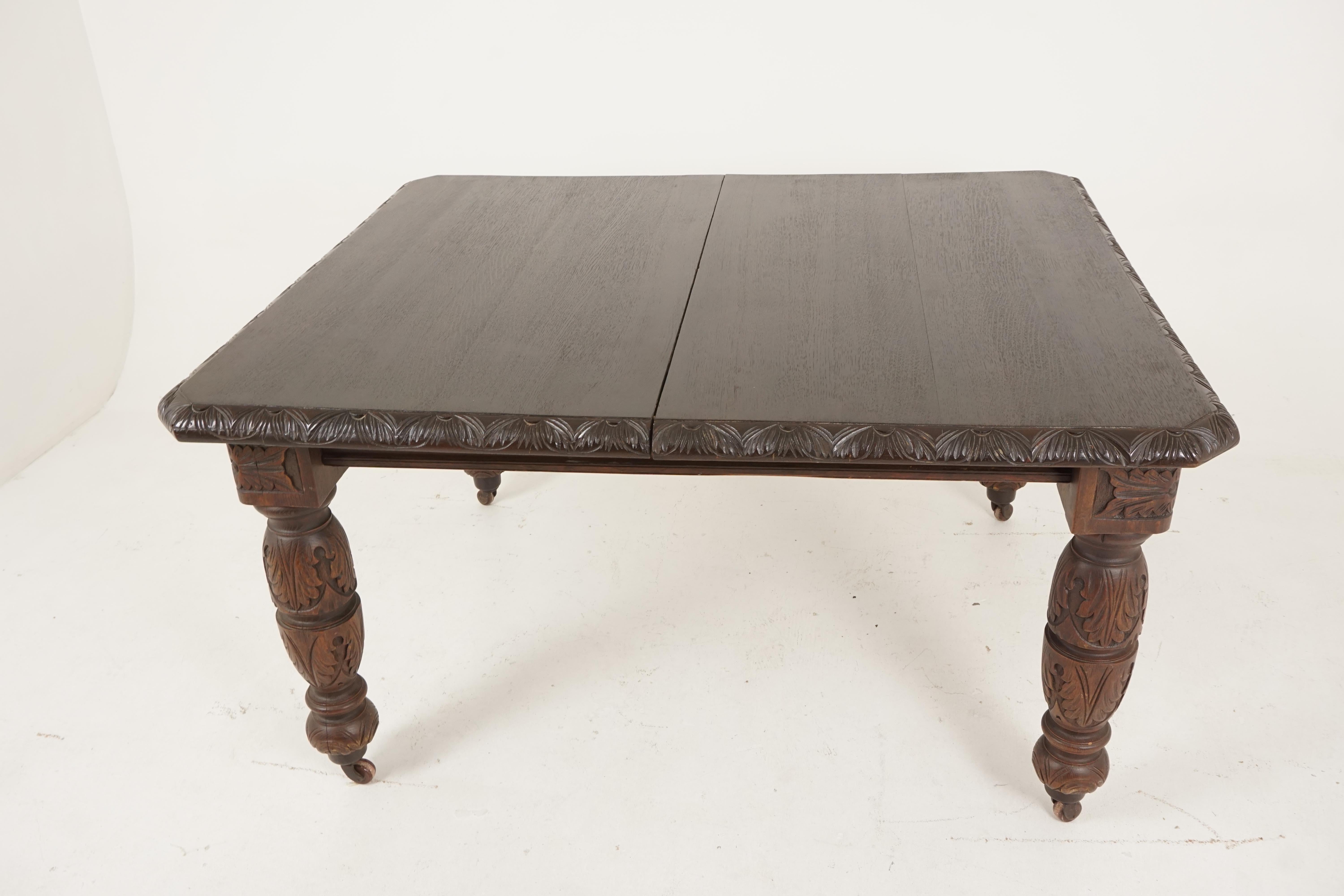 Large Antique Table, Victorian Dining Table, Carved Oak, Extending Table, B2474 4