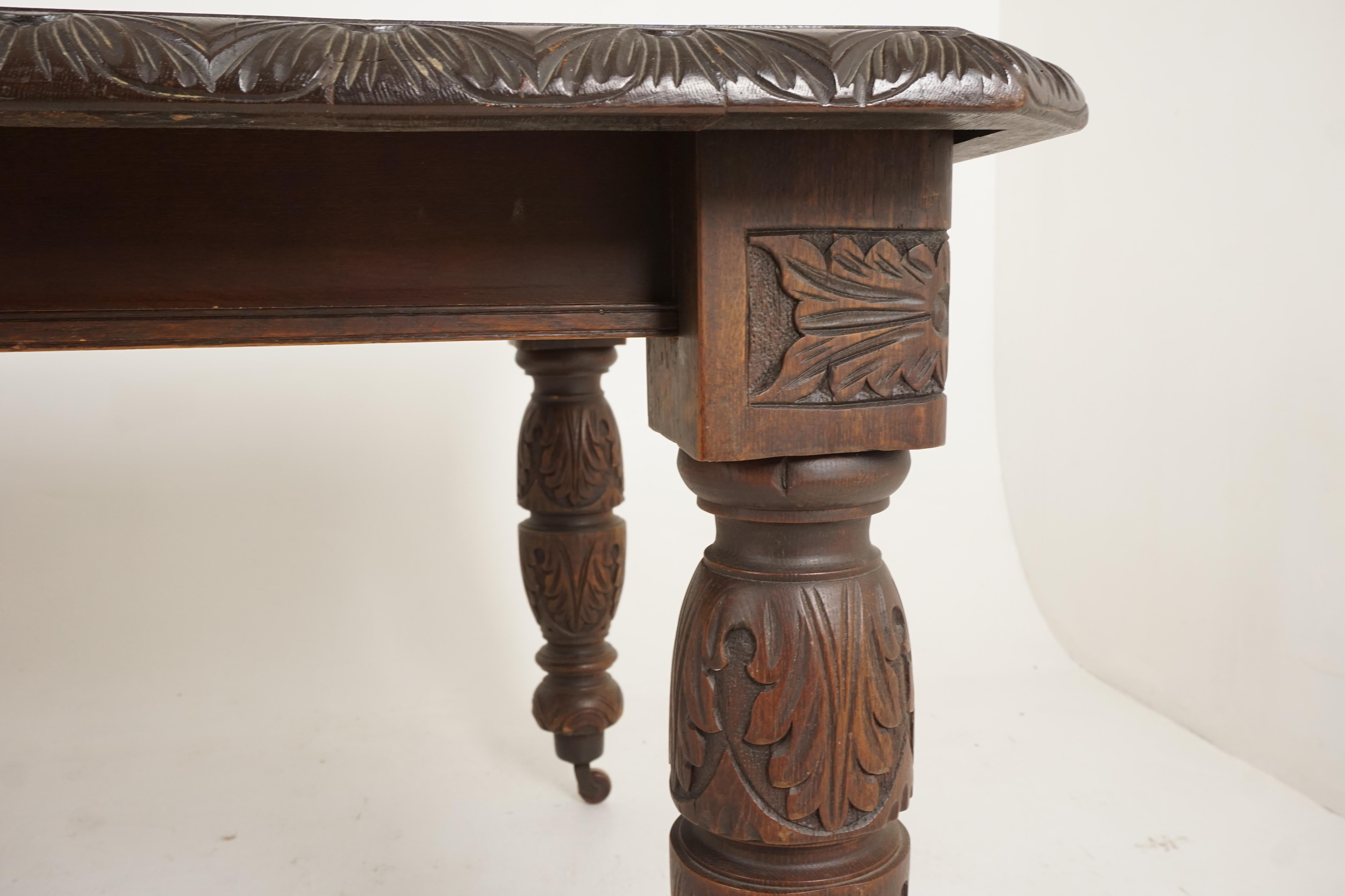 Hand-Crafted Large Antique Table, Victorian Dining Table, Carved Oak, Extending Table, B2474