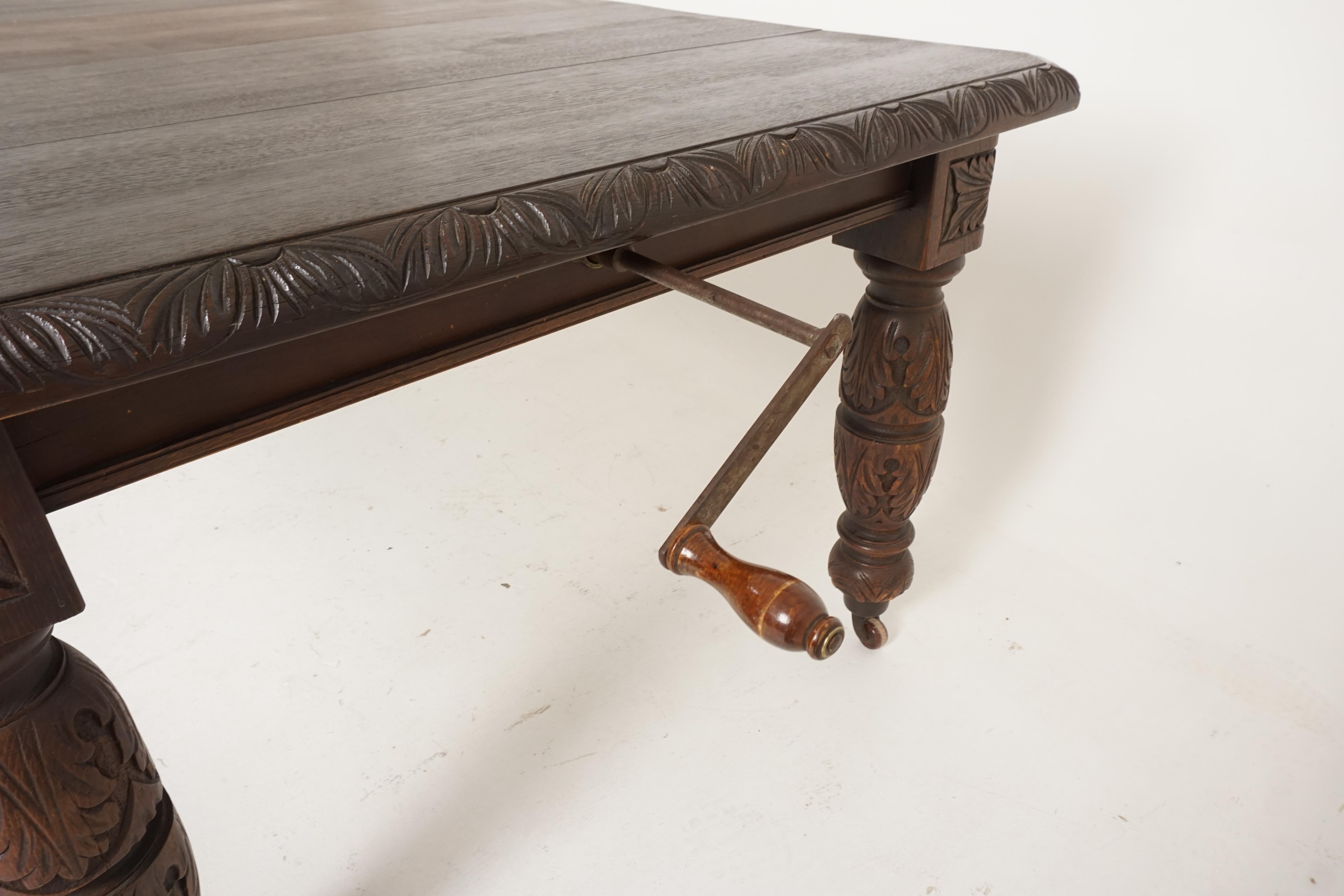 Late 19th Century Large Antique Table, Victorian Dining Table, Carved Oak, Extending Table, B2474