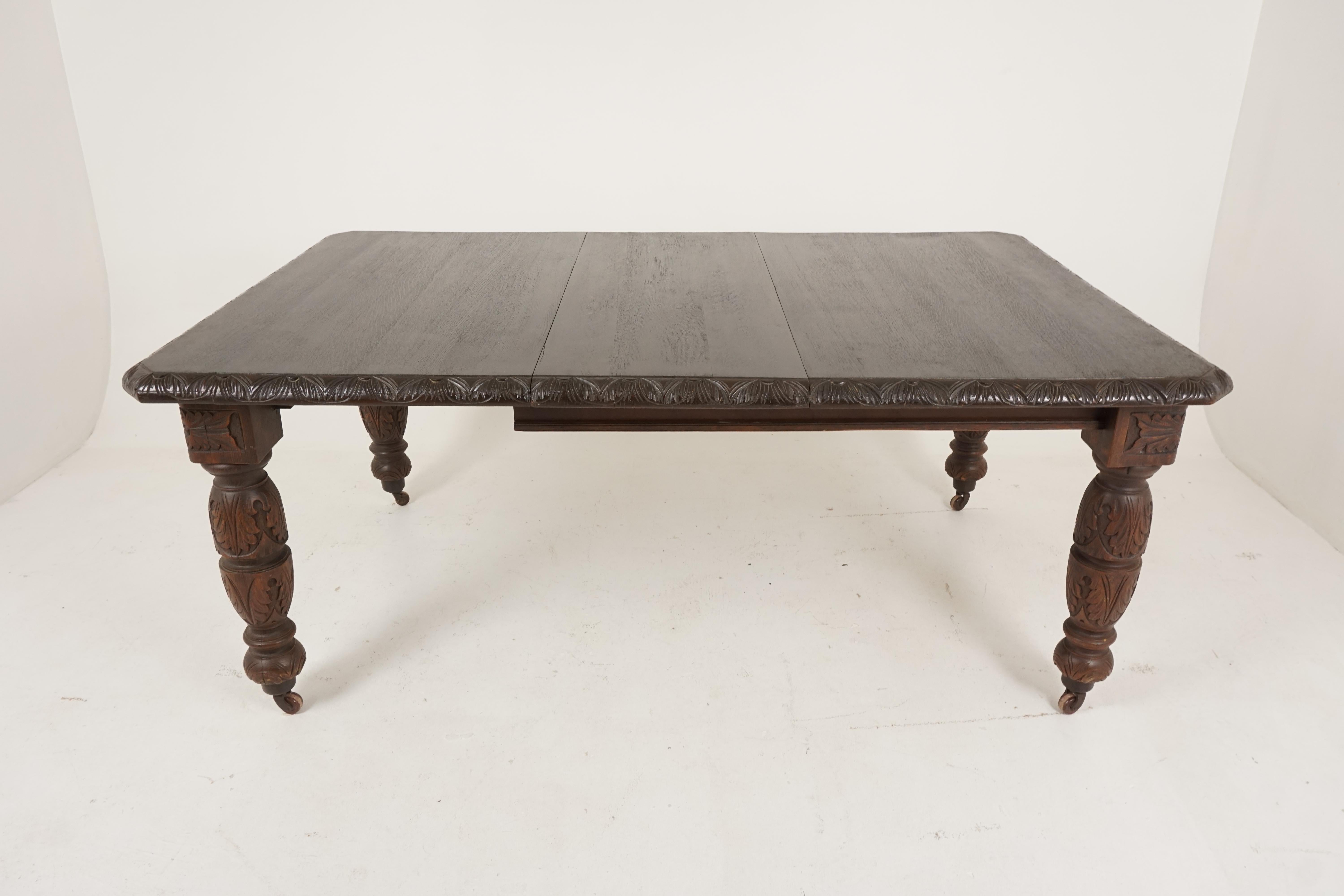 Large Antique Table, Victorian Dining Table, Carved Oak, Extending Table, B2474 3