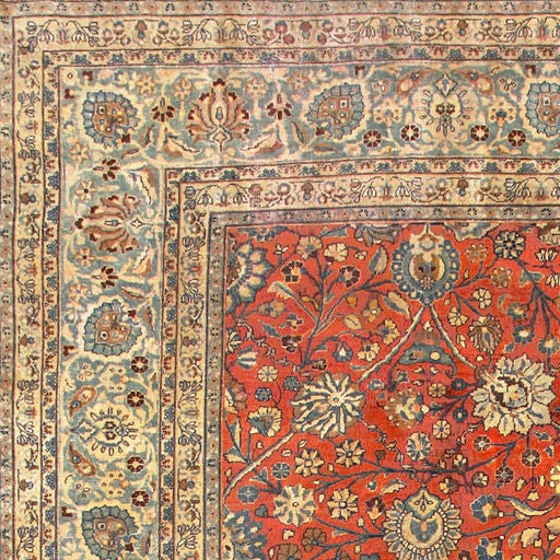 Large antique Tabriz rug, country of origin: Persia, date circa early 20th century. Size: 11 ft 2 in x 18 ft 6 in (3.4 m x 5.64 m)

This spectacular Tabriz carpet was created in the early part of the 20th century and has a stately and regal