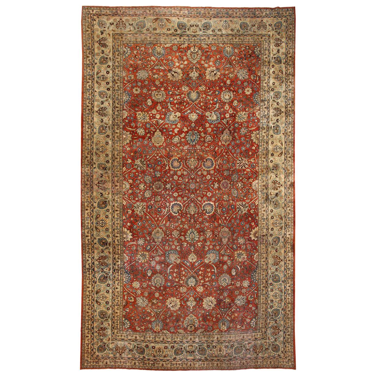 Antique Tabriz Persian Carpet. Size: 11 ft 2 in x 18 ft 6 in For Sale