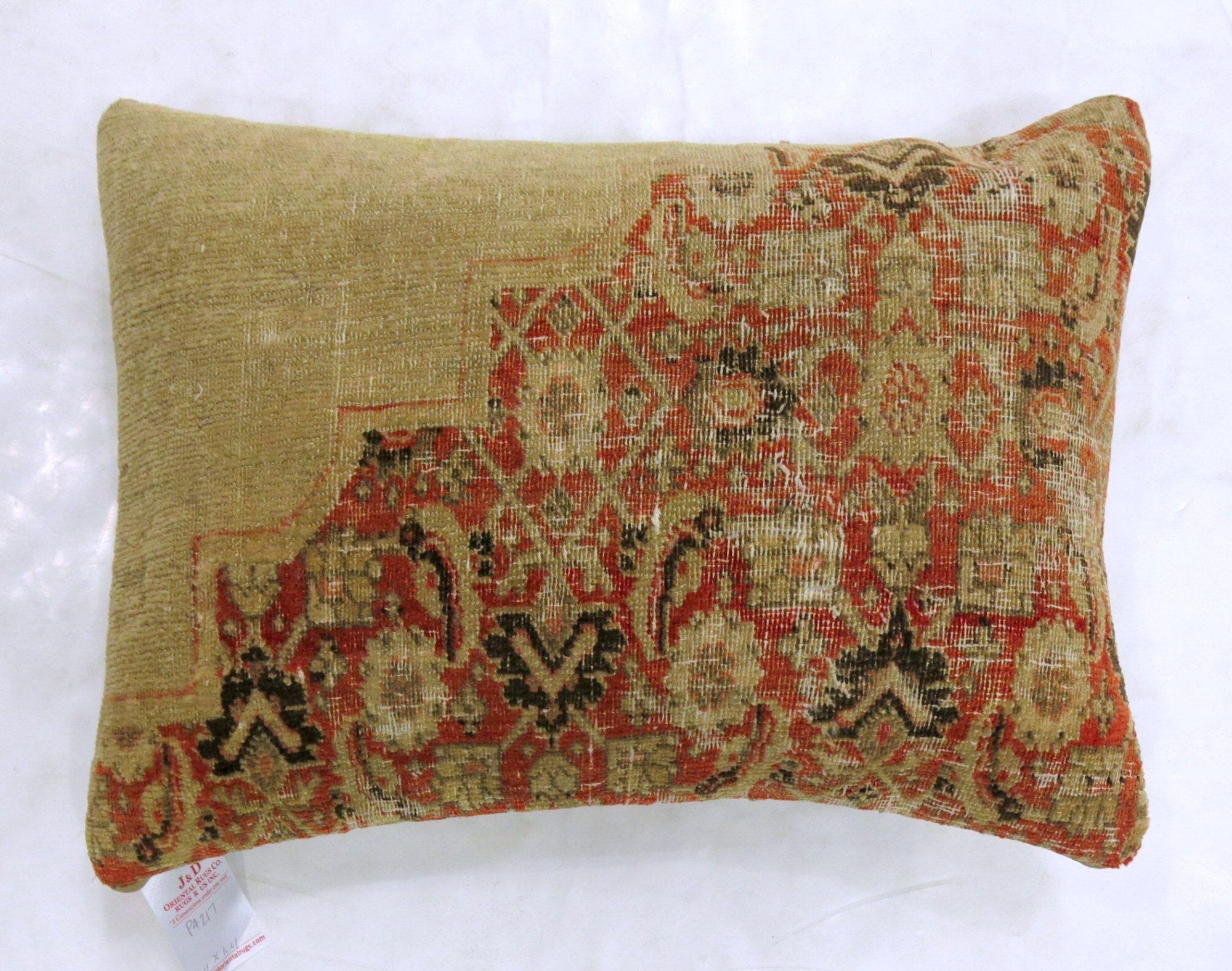 Pillow made from an early 20th-century Persian Tabriz rug.

Measures: 16'' x 23