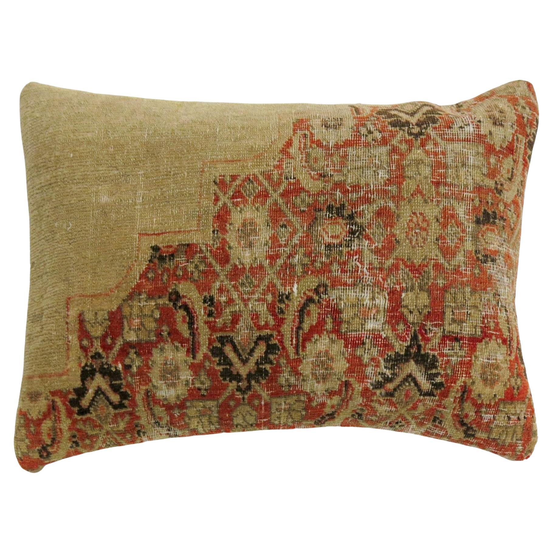 Large Antique Tabriz Rug Pillow For Sale