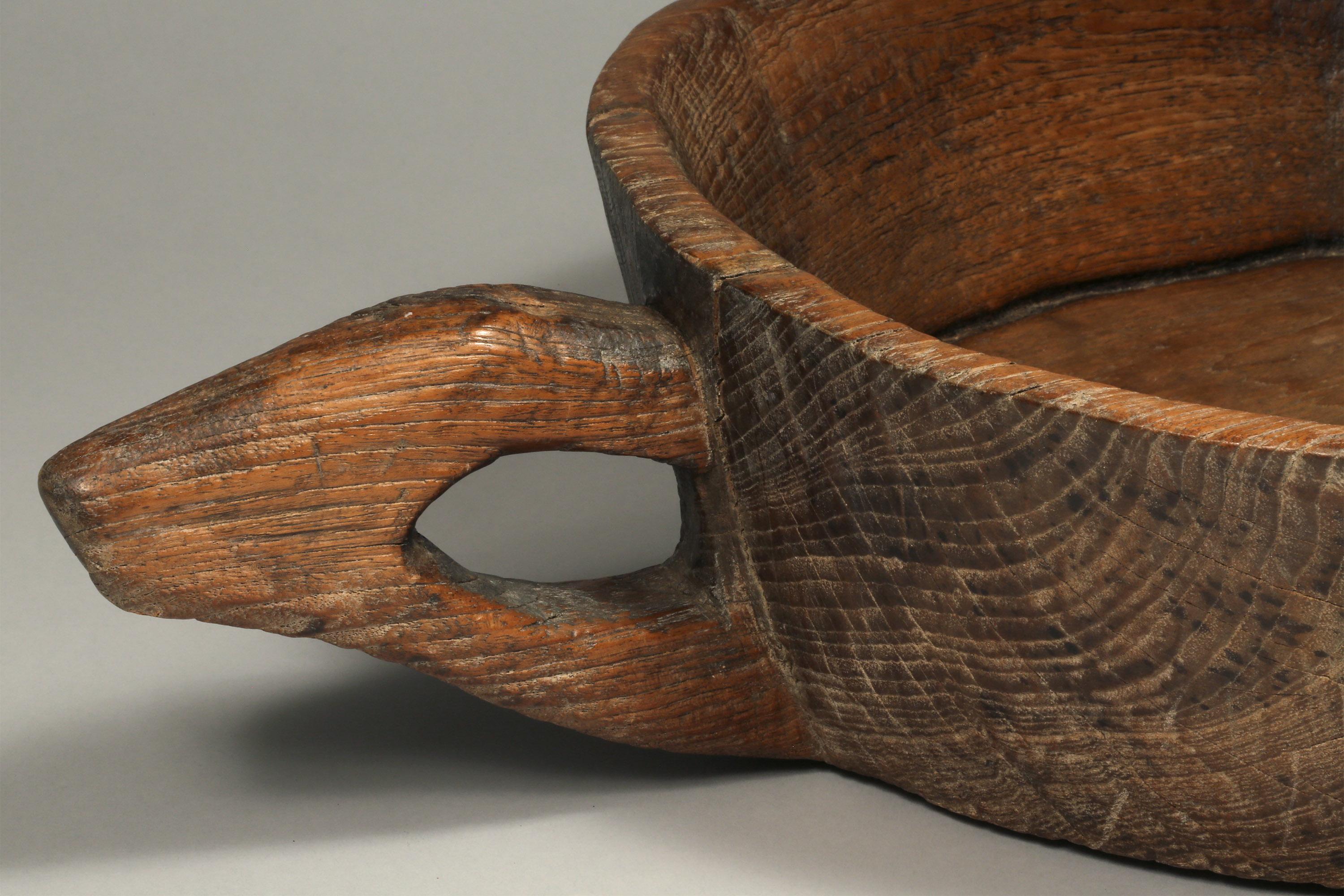 Tribal Large Antique Teak Bowl from Northern Thailand, Early to Mid-20th Century For Sale