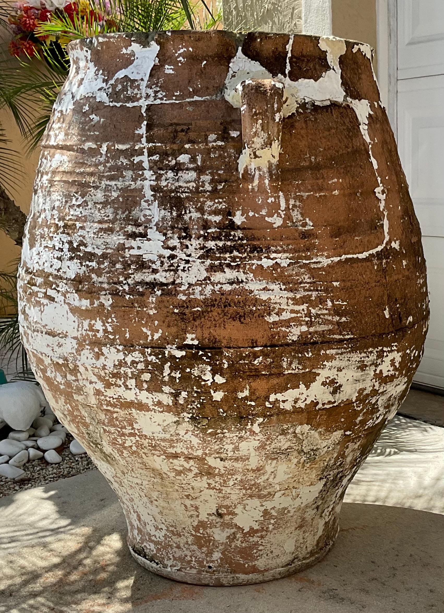 Hand-Crafted Large Antique Terracotta Jar For Sale