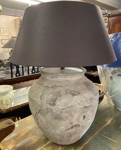 Large Antique Terracotta Jar Lamp with Shade