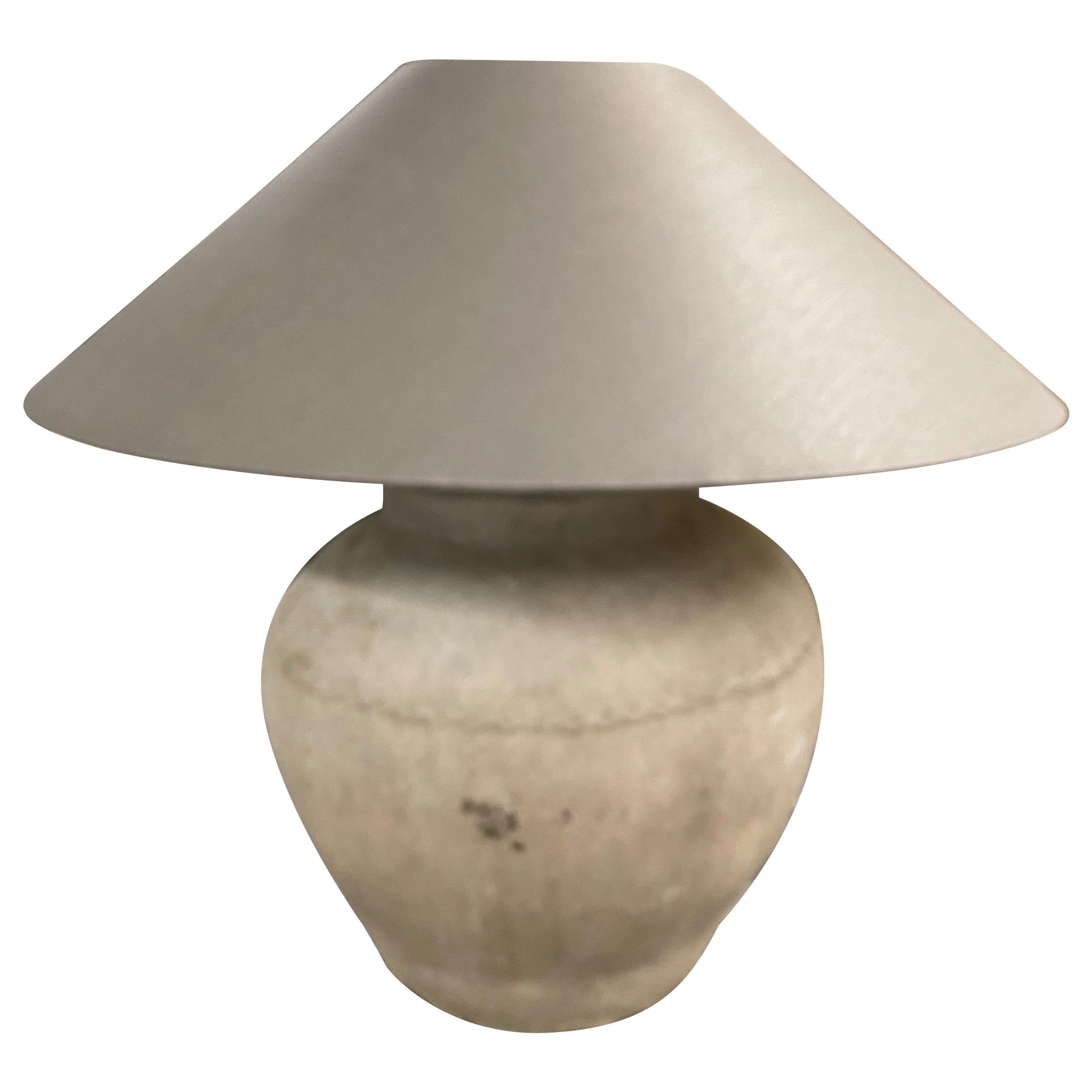 Large Antique Terracotta Jar Lamps with Shades For Sale at 1stDibs