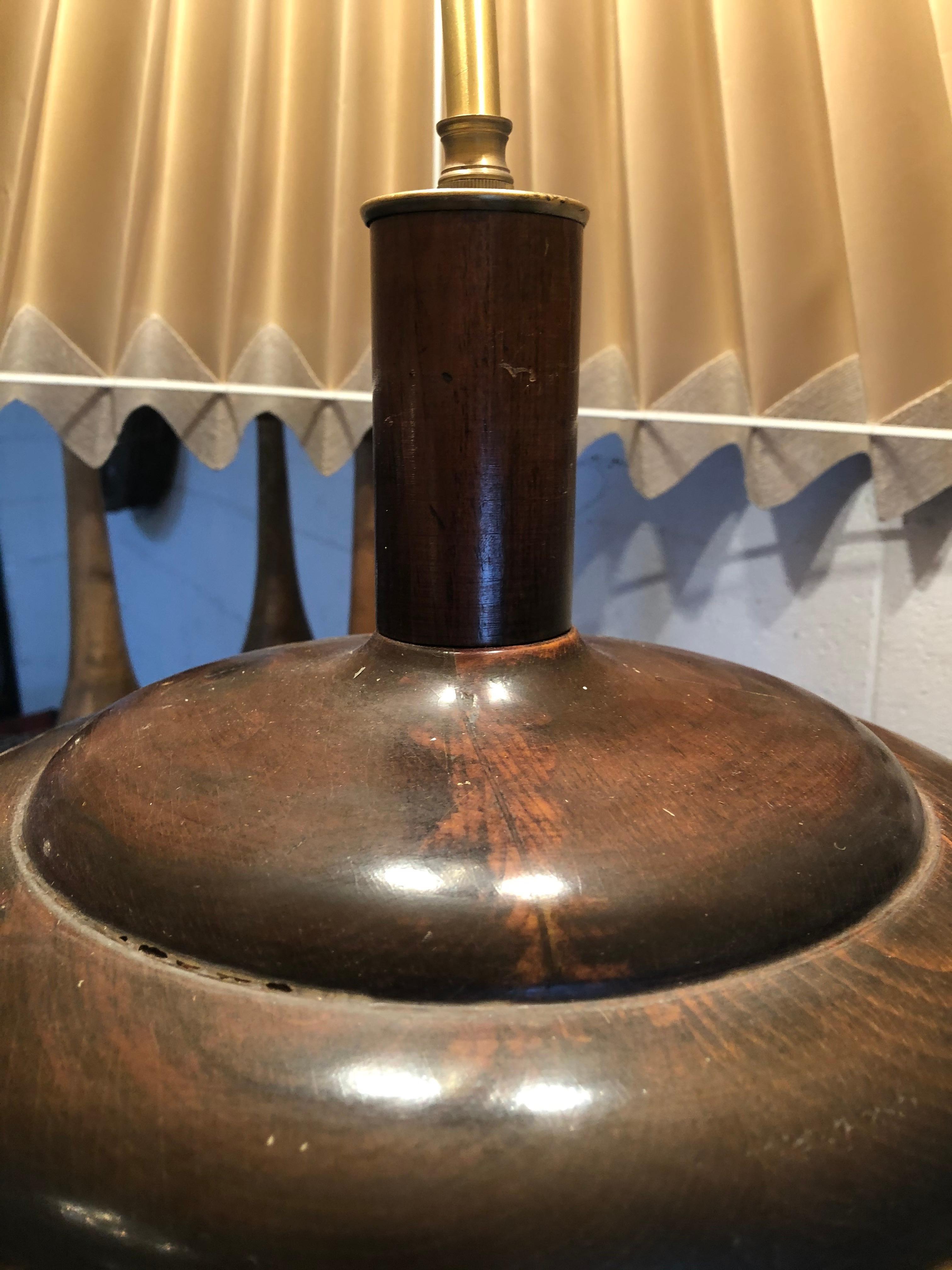 Large Antique Terracotta Oil Jug Table Lamp In Good Condition In Los Angeles, CA
