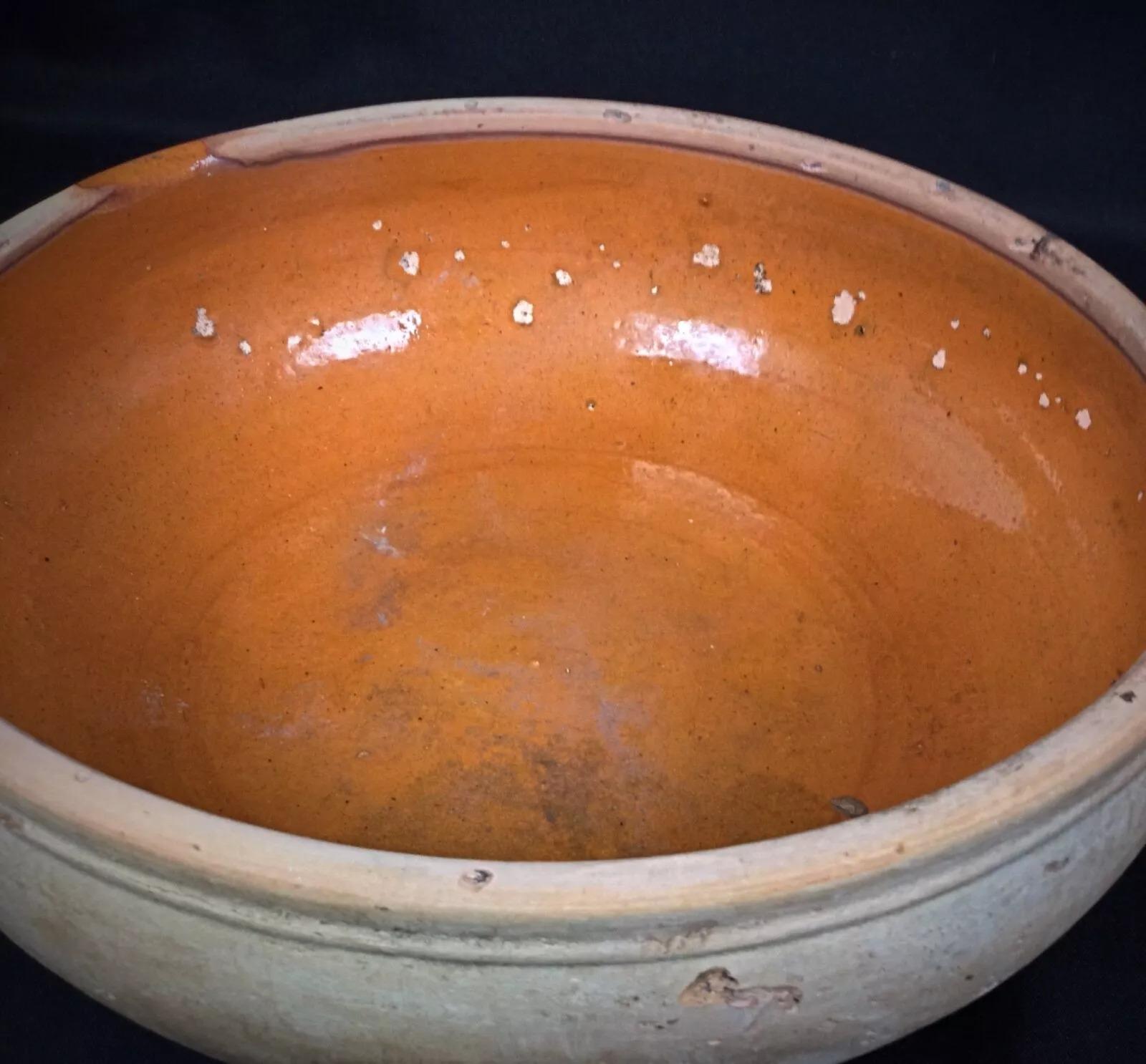 Gran cacerola antigua de terracota de La Bourguignonne - Utensilios de cocina antiguos - 2Y289 Desconocido en venta