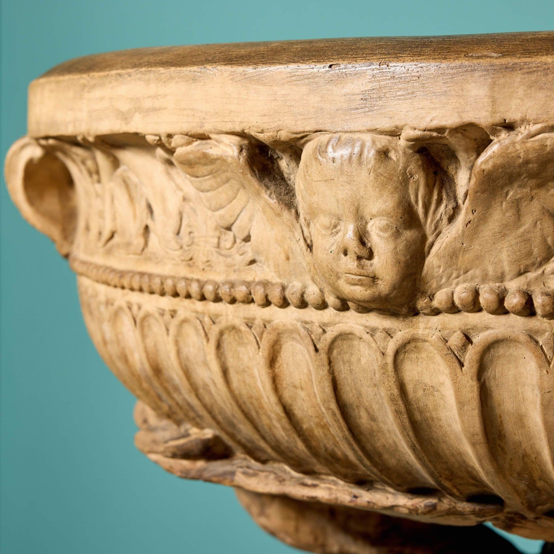 Italian Large Antique Terracotta Water Font attributed to Lorenzo Di Mariano For Sale