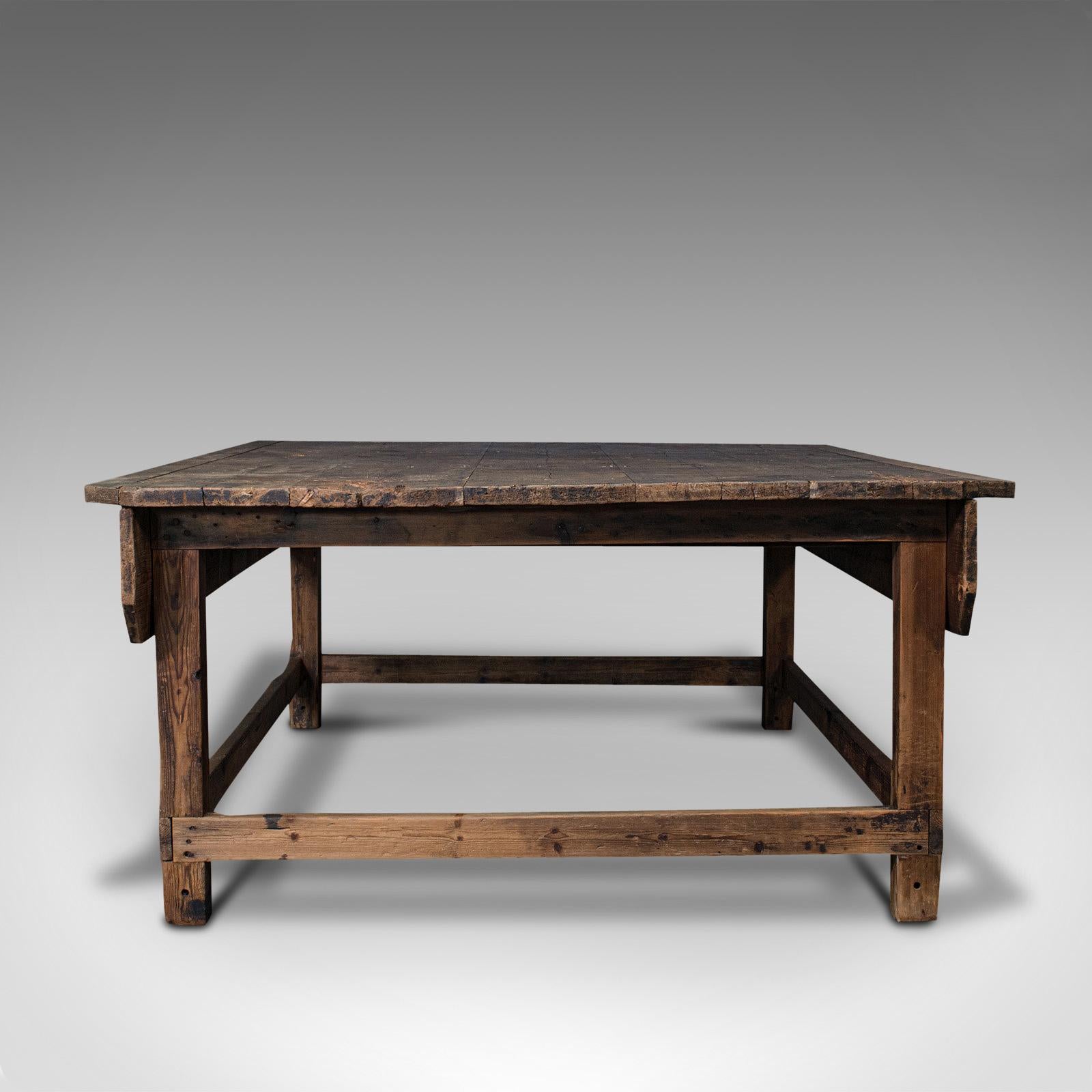 19th Century Large Antique Textiles Table, English, Pine, Shop, Retail, Display, Victorian