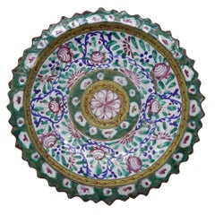 Large Antique Thai Bencharong Stem Plate