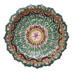 Large Antique Thai Bencharong Stem Plate