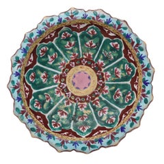 Large Antique Thai Bencharong Stem Plate