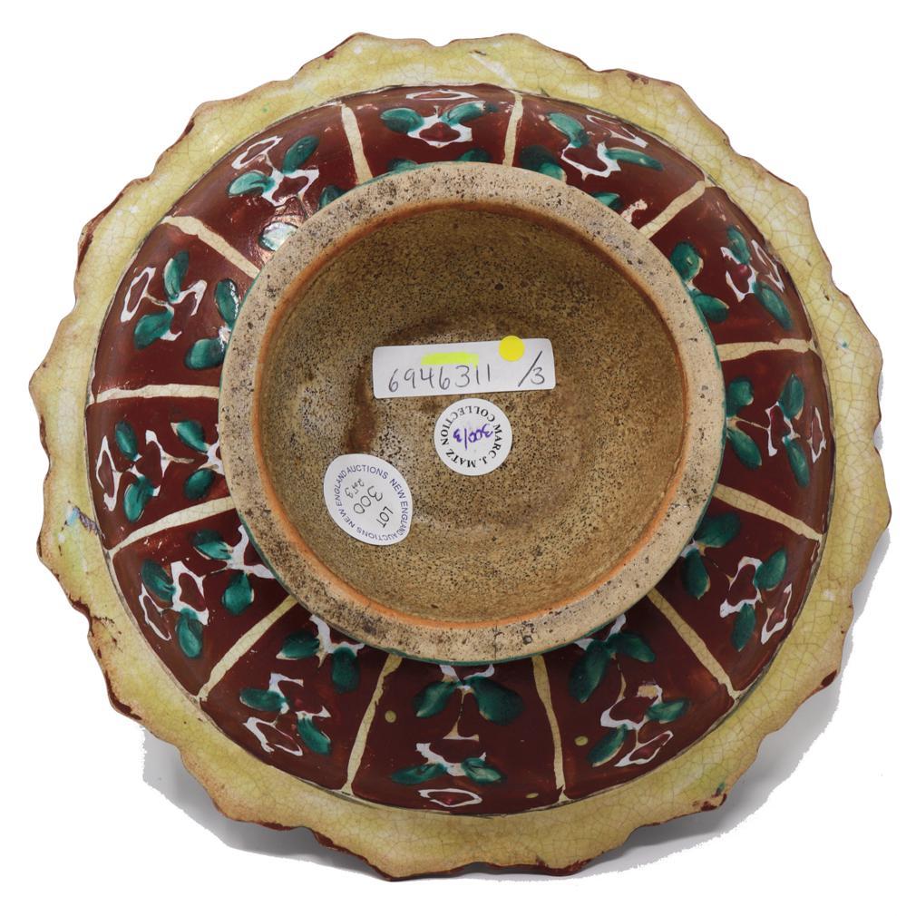 Large Antique Thai Bencharong Stem Plate In Good Condition For Sale In Point Richmond, CA