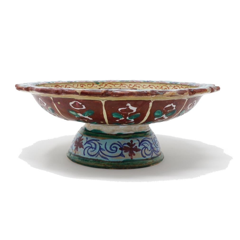 Ceramic Large Antique Thai Bencharong Stem Plate For Sale