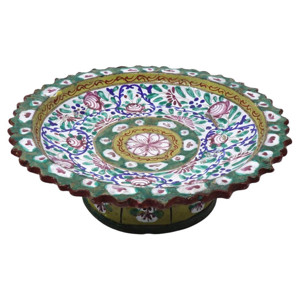 Large Antique Thai Bencharong Stem Plate