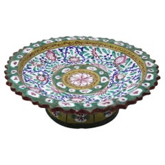 Large Antique Thai Bencharong Stem Plate