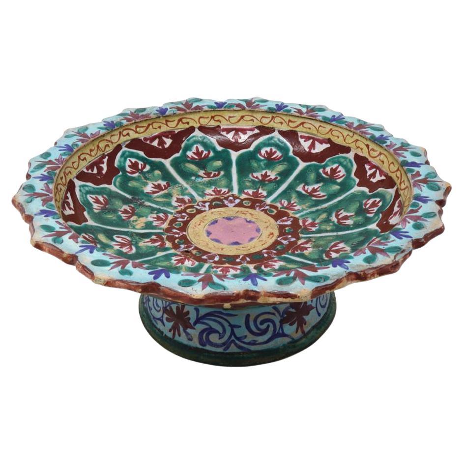 Large Antique Thai Bencharong Stem Plate