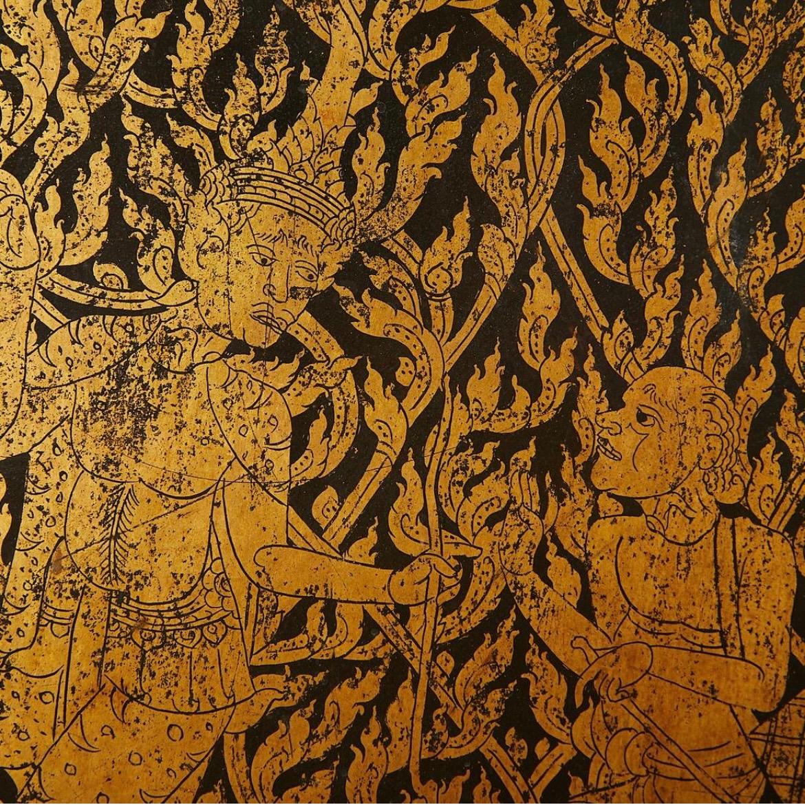 Großer antiker thailändischer buddhistischer Manuscript-Aufbewahrungsschrank. im Angebot 1