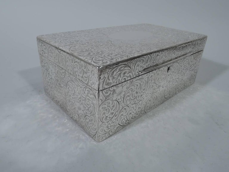 Large Antique Tiffany Sterling Silver Box with Beautiful Scrollwork For