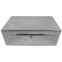 Large Antique Tiffany Sterling Silver Box with Beautiful Scrollwork
