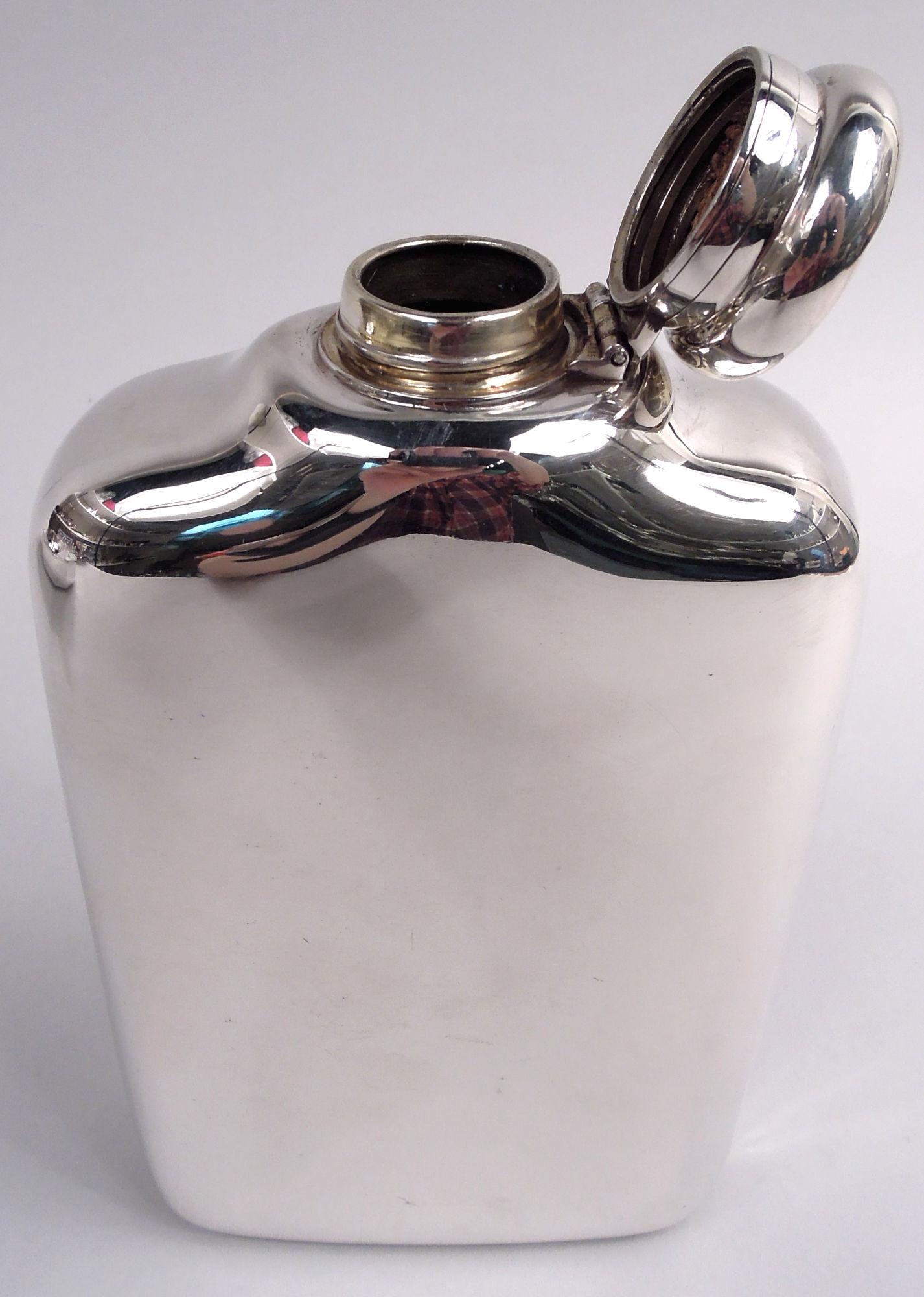 Gran Petaca Antigua Tiffany Victoriana de Plata de Ley Big Boy a Dos Manos Moderno en venta