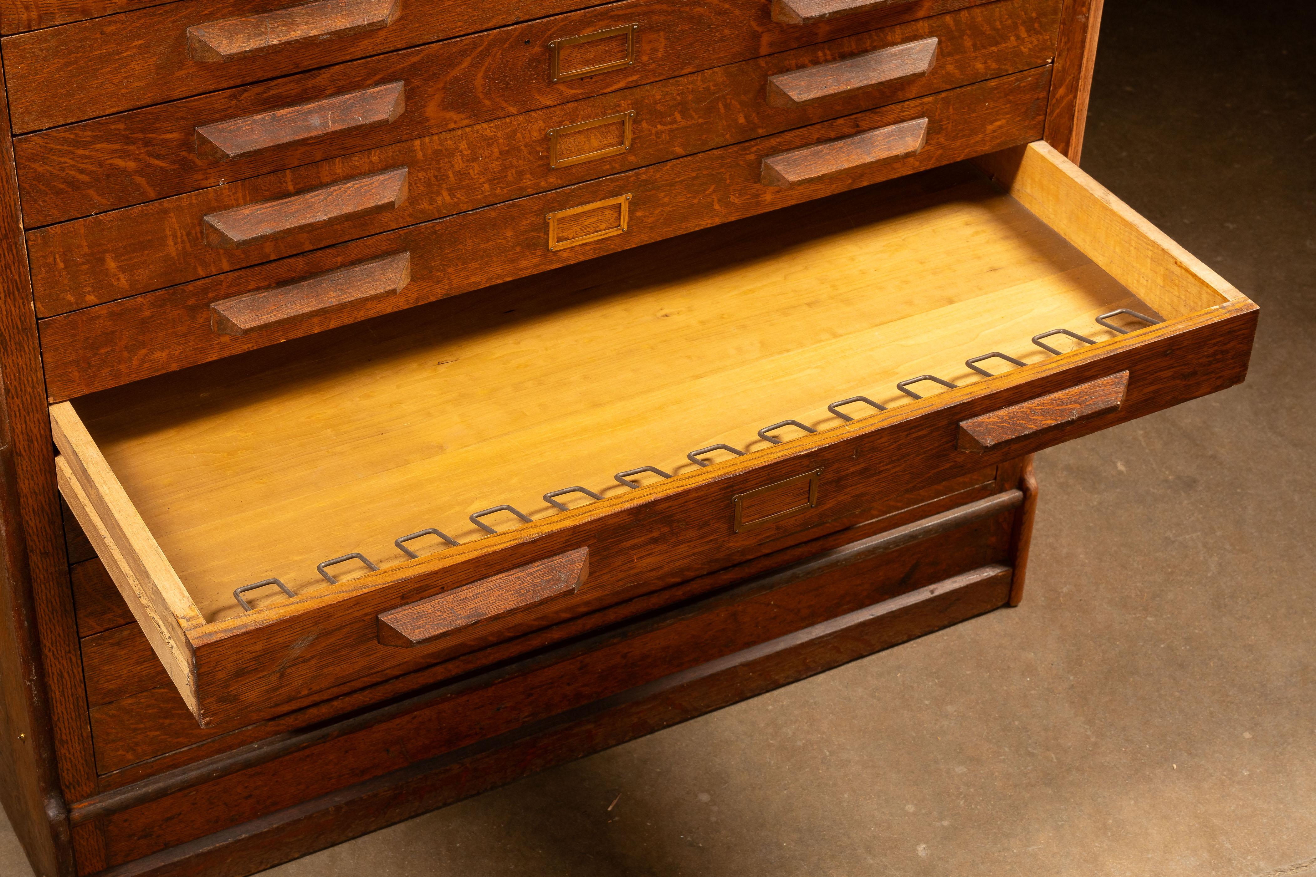 Mid-20th Century Large Antique Tiger Oak Flat File For Sale