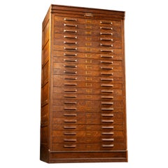 Großer antiker Flachordner aus Tiger Oak