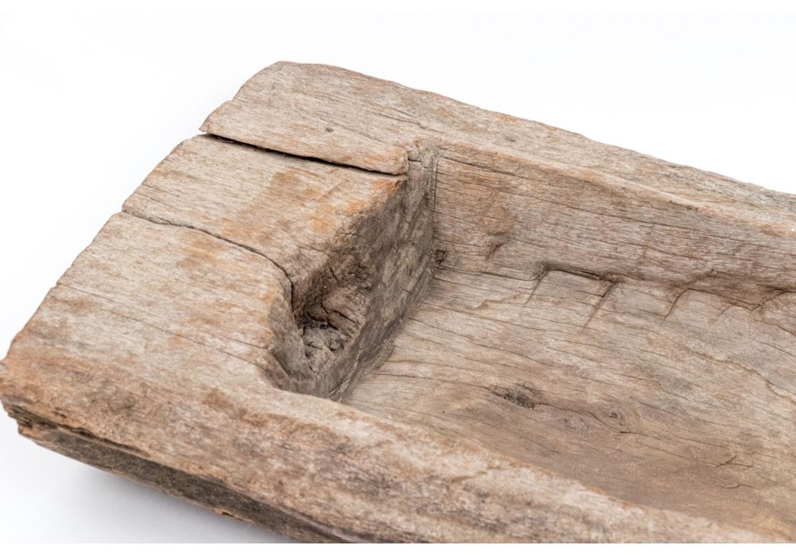 Large Antique Timeworn New Mexican Wood Trough In Distressed Condition For Sale In Bridgeport, CT
