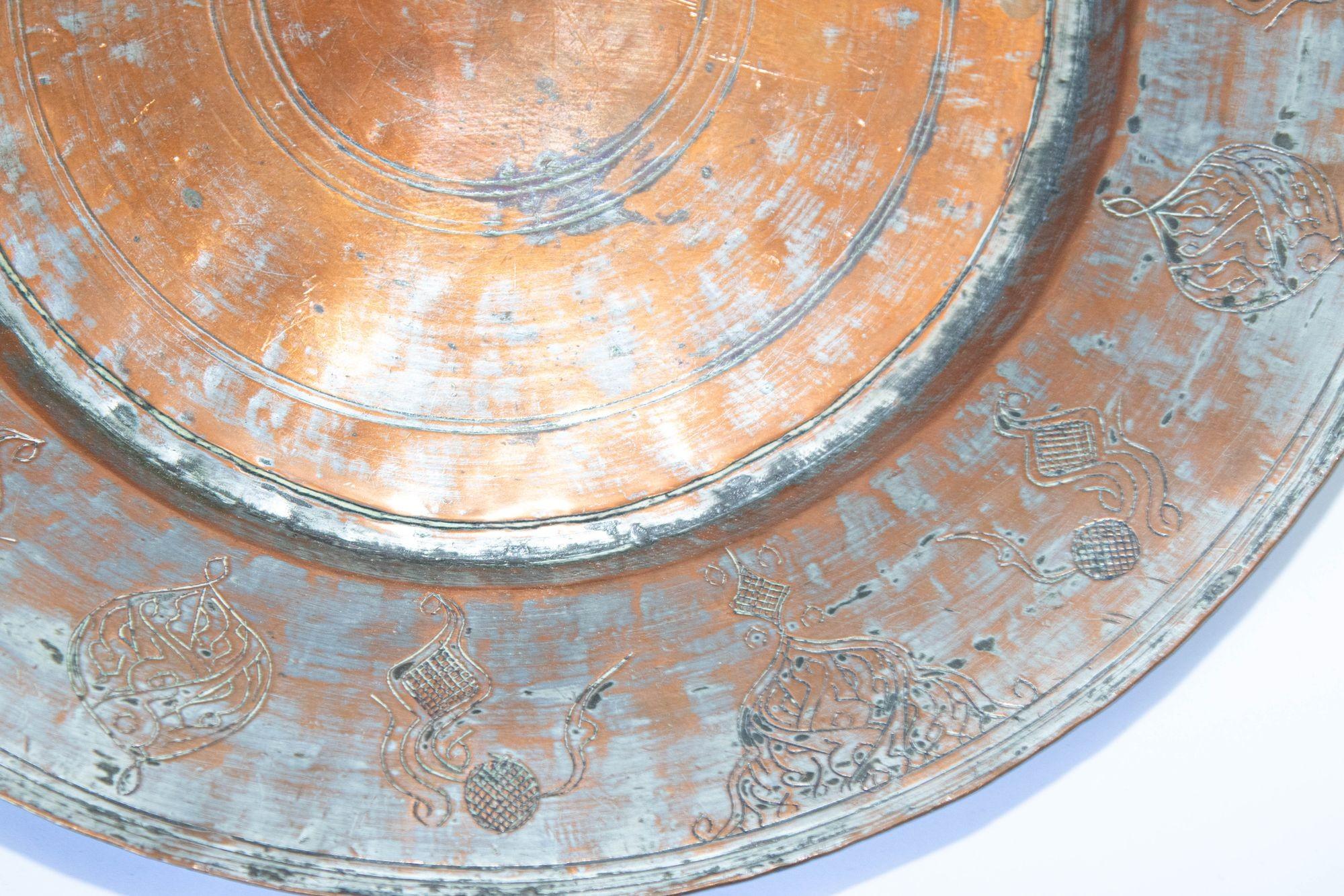 Large Antique Tinned Copper Rajasthani Vessel Bowl 7