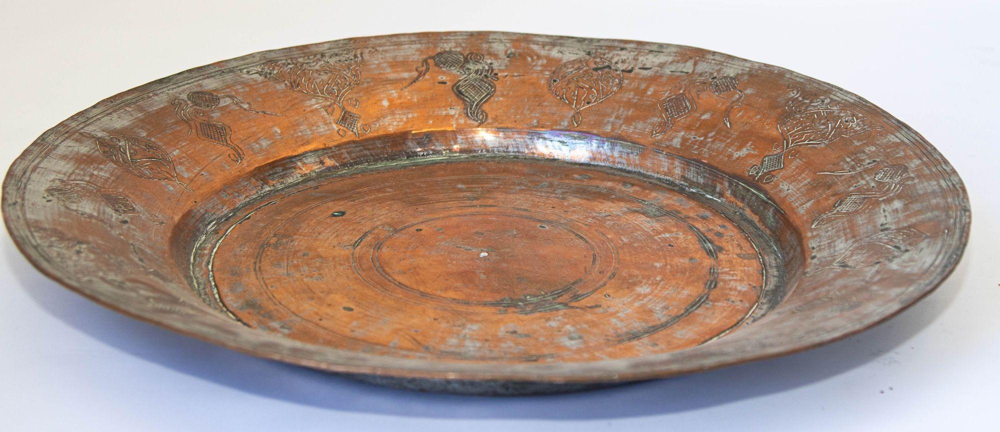 Large Antique Tinned Copper Rajasthani Vessel Bowl 10