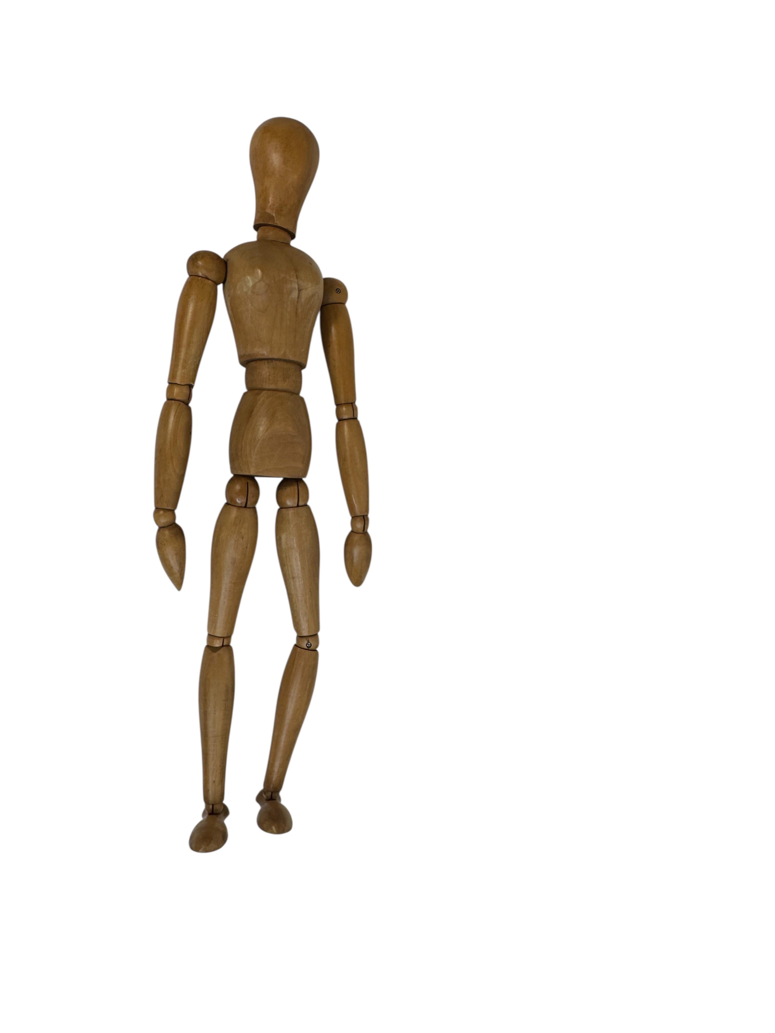 Early 20th Century Large Antique Traditional Wooden Artist Mannequin Model, Italy 1900s For Sale