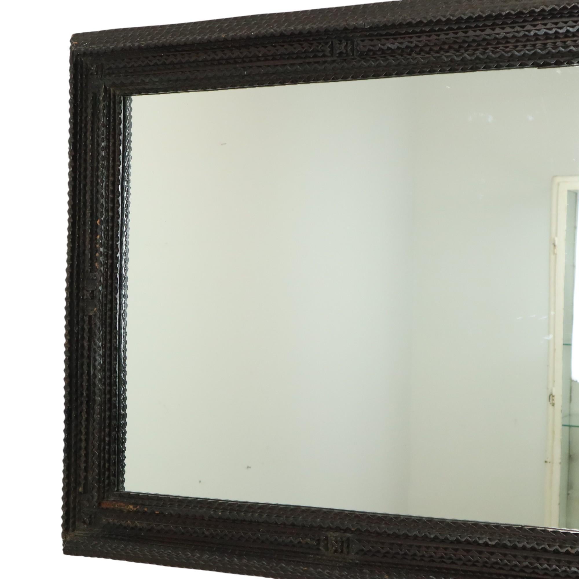 Folk Art Large Antique Tramp Art Mirror 19th Century Austria Circa 1870 For Sale