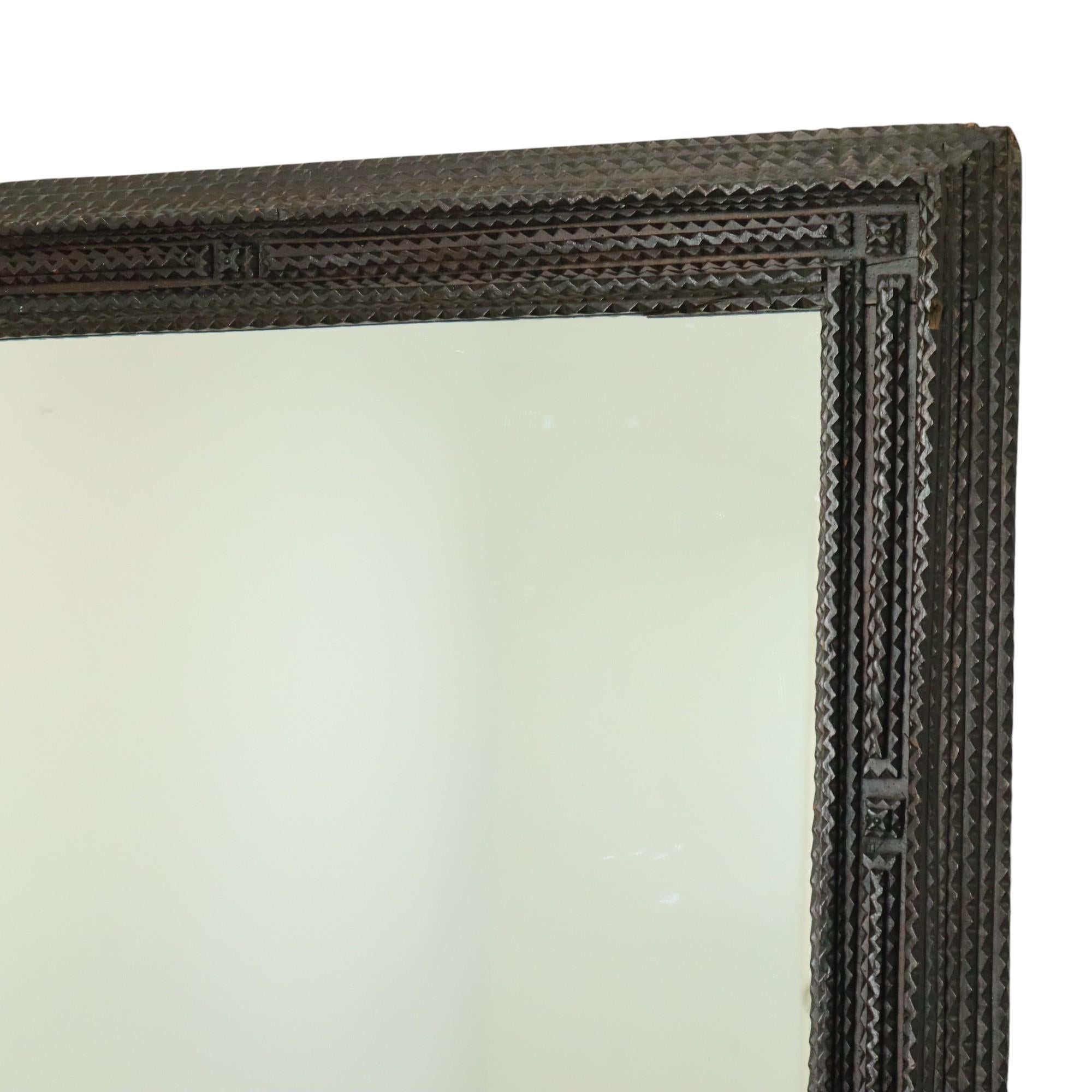 Austrian Large Antique Tramp Art Mirror 19th Century Austria Circa 1870 For Sale