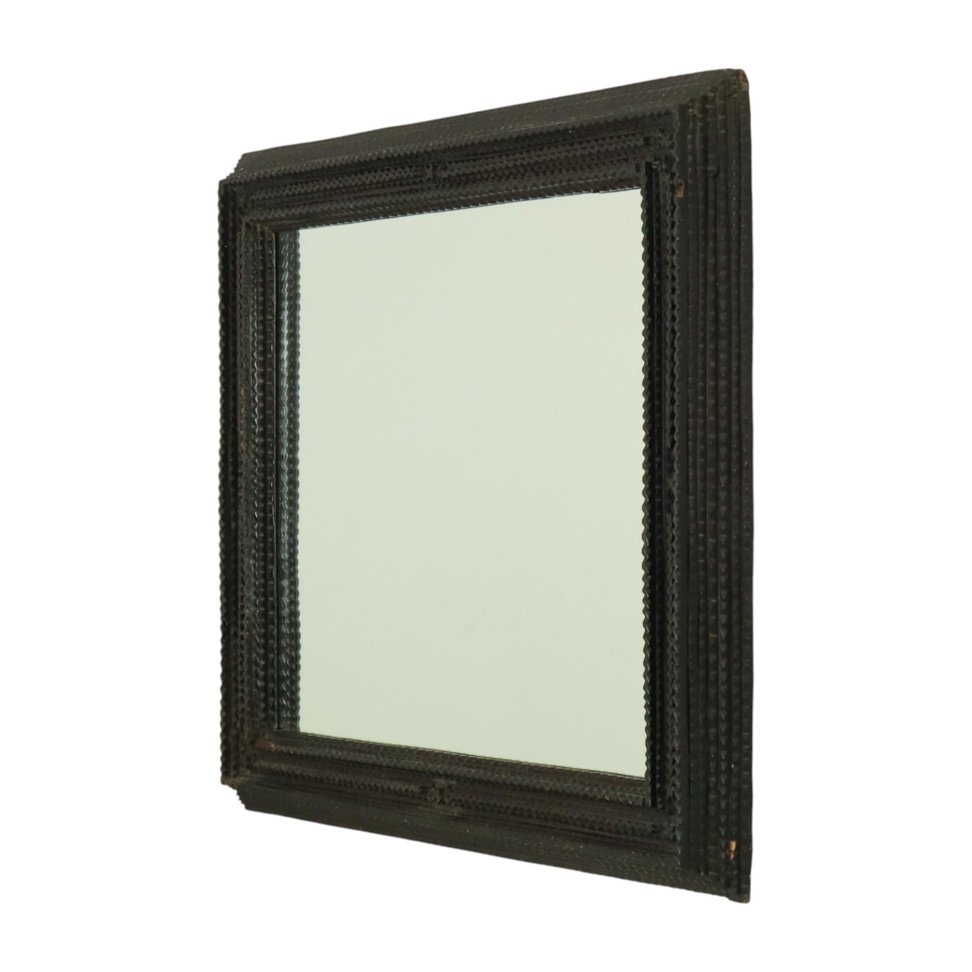 Large Antique Tramp Art Mirror 19th Century Austria Circa 1870 In Good Condition For Sale In Poperinge, BE