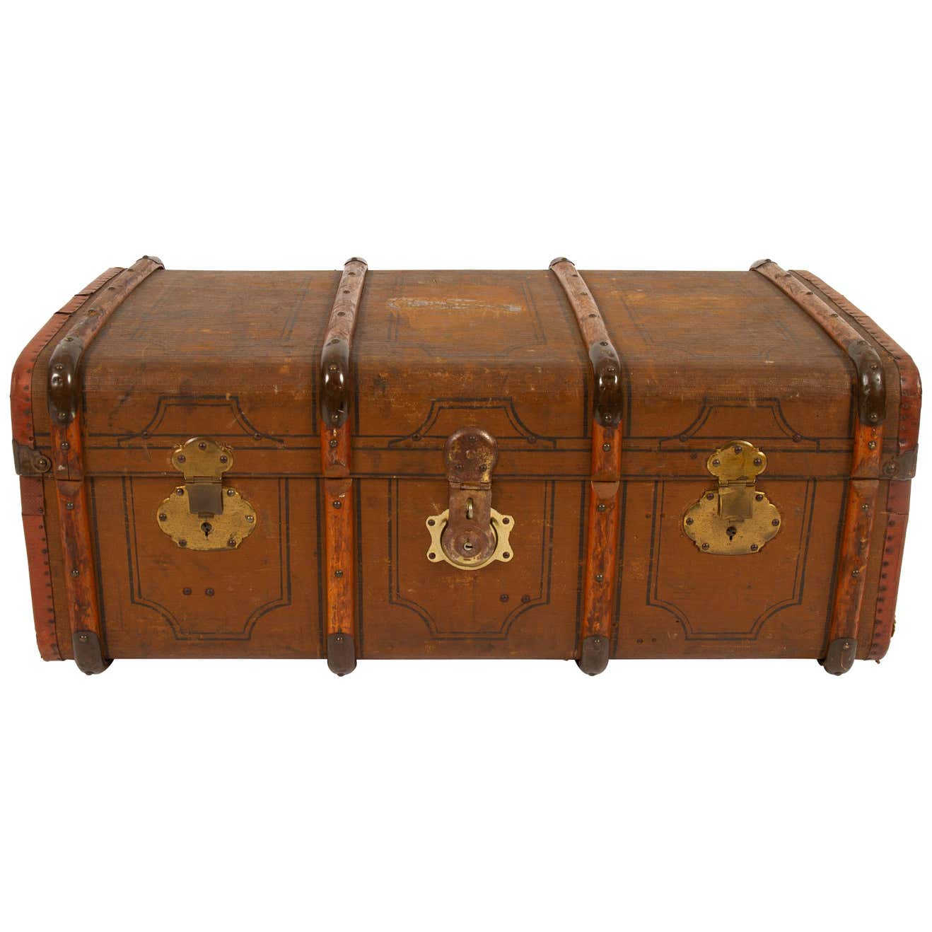 Travel Trunk Rococo Large Antique Travel Trunk, 1920s at 1stDibs