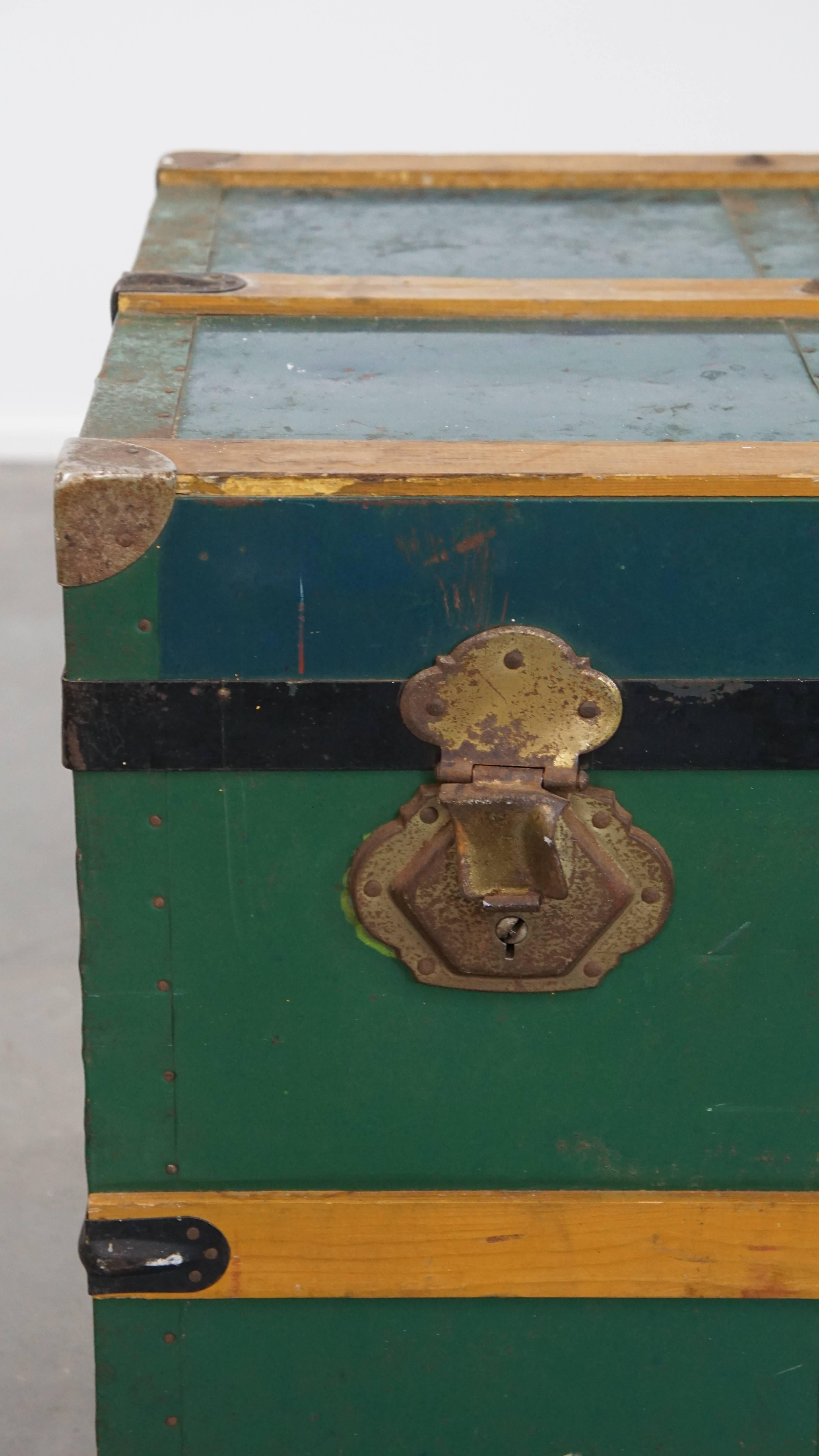 Large Antique Travel Trunk / Coffee Table from the Early 1900s with Handles For Sale 6