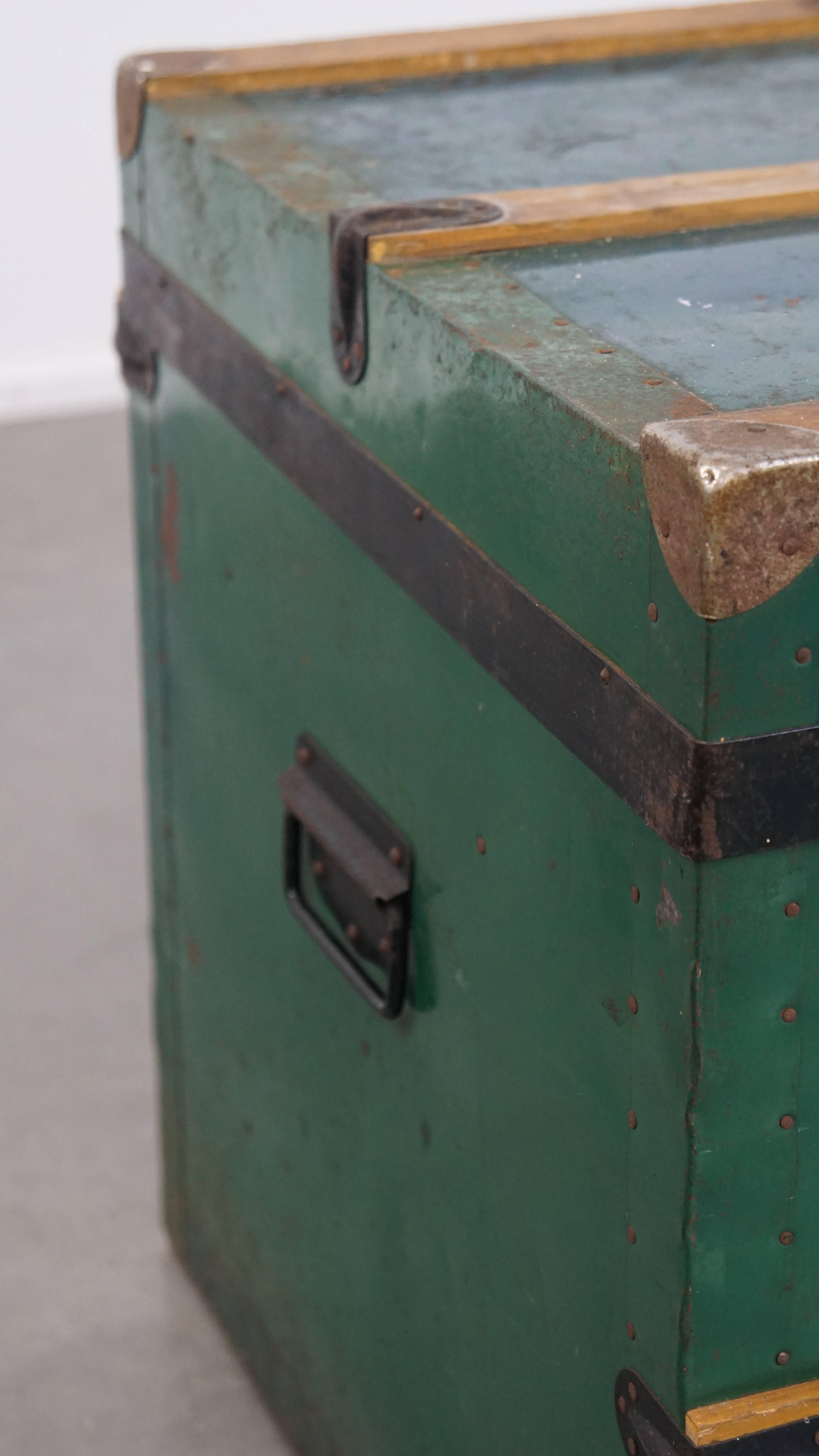 Large Antique Travel Trunk / Coffee Table from the Early 1900s with Handles For Sale 8