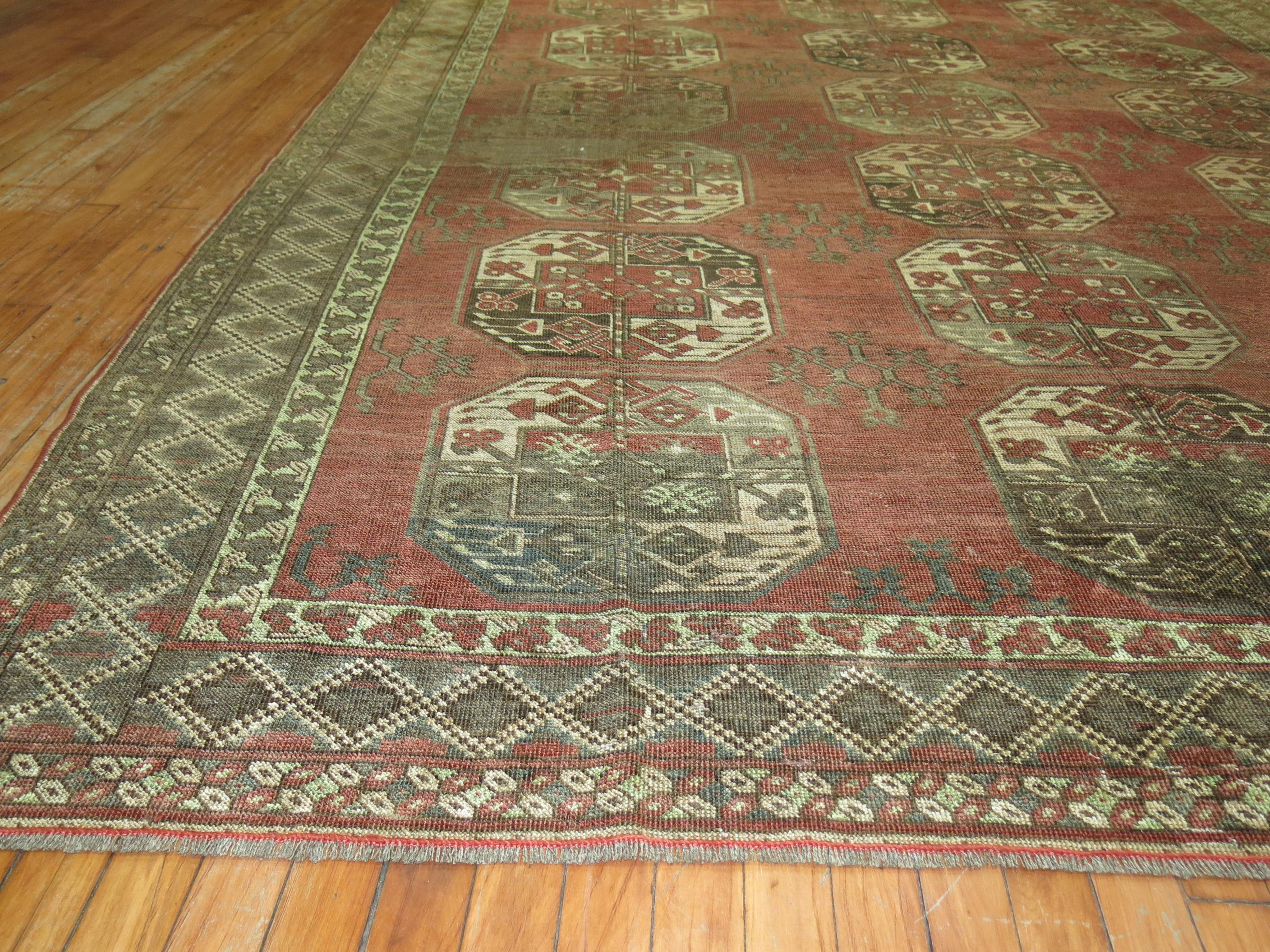 Hand-Knotted Large Antique Tribal Ersari Rug For Sale
